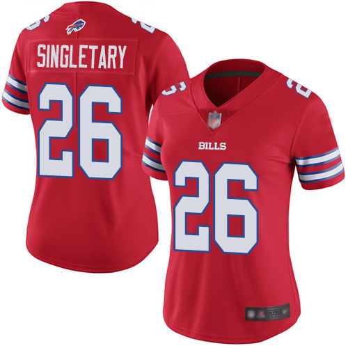 Bills #26 Devin Singletary Red Women's Stitched Football Limited Rush Jersey Bills #26 Devin Singletary Red Women's Stitched Football Limited Rush Jersey