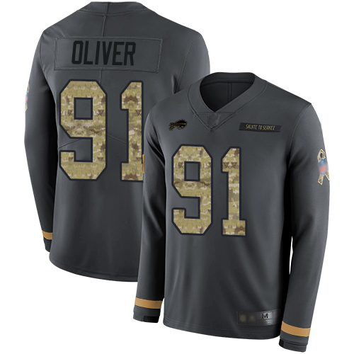 Bills #91 Ed Oliver Anthracite Salute to Service Youth Stitched Football Limited Therma Long Sleeve Jersey Bills #91 Ed Oliver Anthracite Salute to Service Youth Stitched Football Limited Therma Long Sleeve Jersey