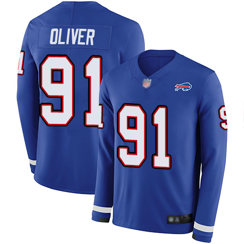 Bills #91 Ed Oliver Royal Blue Team Color Youth Stitched Football Limited Therma Long Sleeve Jersey Bills #91 Ed Oliver Royal Blue Team Color Youth Stitched Football Limited Therma Long Sleeve Jersey