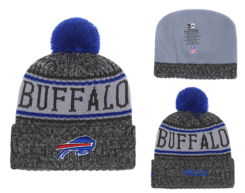 Bills Black 2018 NFL Sideline Pom Knit Hat YD