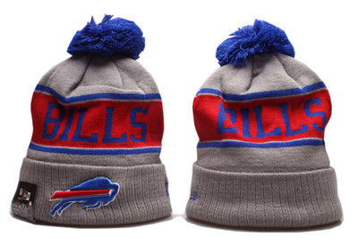 Bills Team Logo Gray Red Pom Knit Hat YP