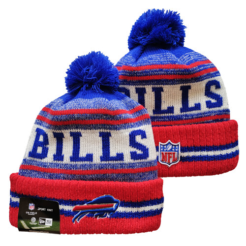 Bills Team Logo Red And Royal Pom Cuffed Knit Hat YD