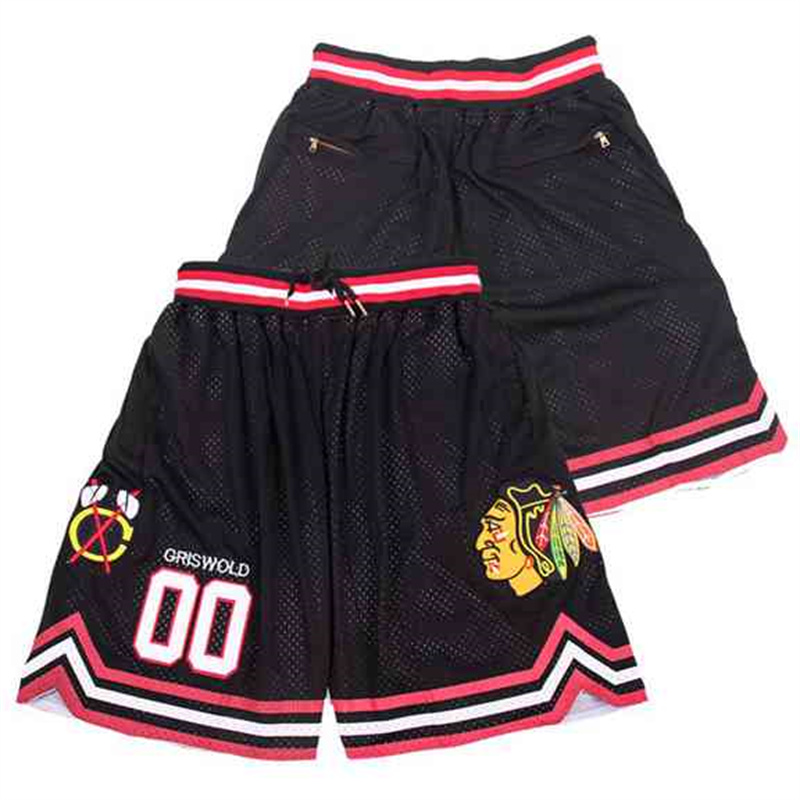 Blackhawks #00 Clark Griswold black Stitched shorts Blackhawks #00 Clark Griswold black Stitched shorts