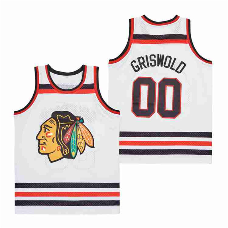 Blackhawks #00 Clark Griswold white Authentic Stitched Jerseys Blackhawks #00 Clark Griswold white Authentic Stitched Jerseys