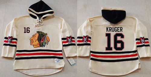 Blackhawks #16 Marcus Kruger Cream Heavyweight Pullover Hoodie Stitched NHL Jersey Blackhawks #16 Marcus Kruger Cream Heavyweight Pullover Hoodie Stitched NHL Jersey