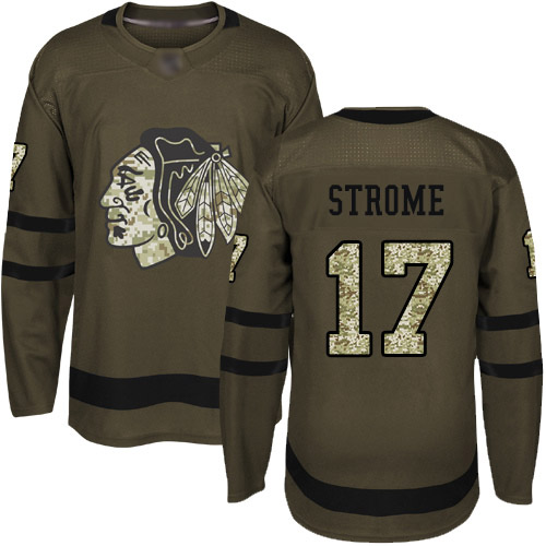 Blackhawks #17 Dylan Strome Green Salute to Service Stitched Hockey Jersey Blackhawks #17 Dylan Strome Green Salute to Service Stitched Hockey Jersey