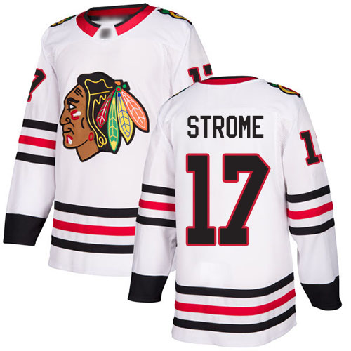 Blackhawks #17 Dylan Strome White Road Authentic Stitched Hockey Jersey Blackhawks #17 Dylan Strome White Road Authentic Stitched Hockey Jersey