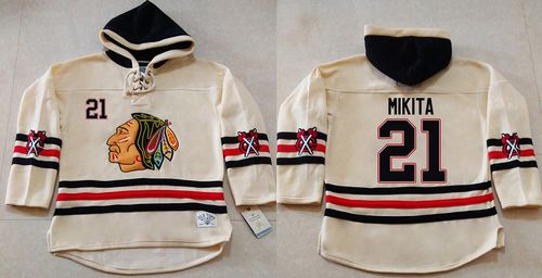Blackhawks #21 Stan Mikita Cream Heavyweight Pullover Hoodie Stitched NHL Jersey Blackhawks #21 Stan Mikita Cream Heavyweight Pullover Hoodie Stitched NHL Jersey