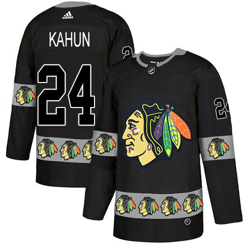 Blackhawks #24 Dominik Kahun Black Authentic Team Logo Fashion Stitched Hockey Jersey Blackhawks #24 Dominik Kahun Black Authentic Team Logo Fashion Stitched Hockey Jersey