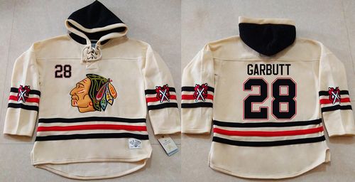 Blackhawks #28 Ryan Garbutt Cream Heavyweight Pullover Hoodie Stitched NHL Jersey Blackhawks #28 Ryan Garbutt Cream Heavyweight Pullover Hoodie Stitched NHL Jersey