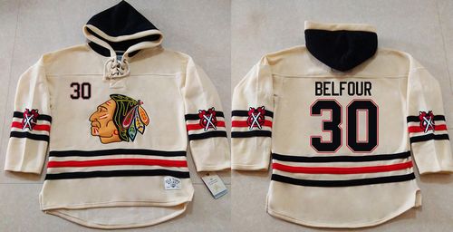 Blackhawks #30 ED Belfour Cream Heavyweight Pullover Hoodie Stitched NHL Jersey Blackhawks #30 ED Belfour Cream Heavyweight Pullover Hoodie Stitched NHL Jersey