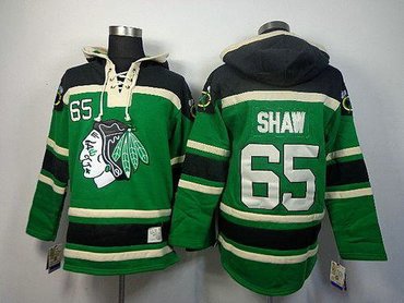 Blackhawks #65 Andrew Shaw Green Sawyer Hooded Sweatshirt Stitched NHL