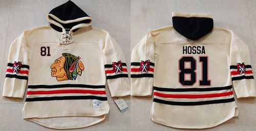 Blackhawks #81 Marian Hossa Cream Heavyweight Pullover Hoodie Stitched NHL Jersey Blackhawks #81 Marian Hossa Cream Heavyweight Pullover Hoodie Stitched NHL Jersey