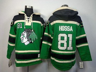 Blackhawks #81 Marian Hossa Green Sawyer Hooded Sweatshirt Stitched NHL