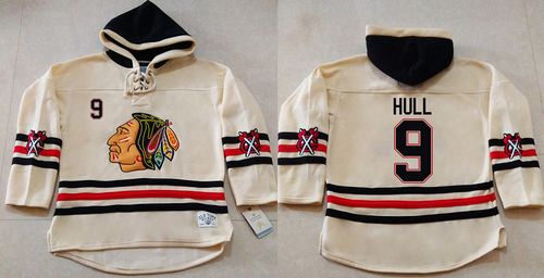 Blackhawks #9 Bobby Hull Cream Heavyweight Pullover Hoodie Stitched NHL Jersey Blackhawks #9 Bobby Hull Cream Heavyweight Pullover Hoodie Stitched NHL Jersey