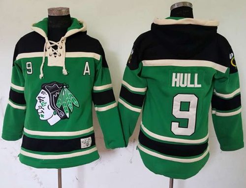 Blackhawks #9 Bobby Hull Green St. Patrick's Day McNary Lace Hoodie Stitched NHL Jersey Blackhawks #9 Bobby Hull Green St. Patrick's Day McNary Lace Hoodie Stitched NHL Jersey