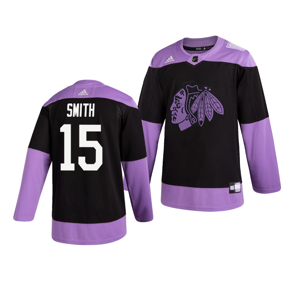 Blackhawks 15 Zack Smith Black Purple Hockey Fights Cancer Adidas Jersey Blackhawks 15 Zack Smith Black Purple Hockey Fights Cancer Adidas Jersey