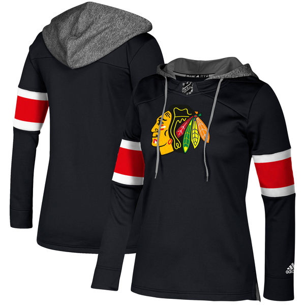 Blackhawks Black Women's Customized All Stitched Hooded Sweatshirt Blackhawks Black Women's Customized All Stitched Hooded Sweatshirt