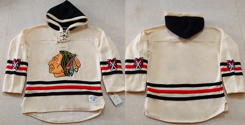 Blackhawks Blank Cream Heavyweight Pullover Hoodie Stitched NHL Jersey Blackhawks Blank Cream Heavyweight Pullover Hoodie Stitched NHL Jersey