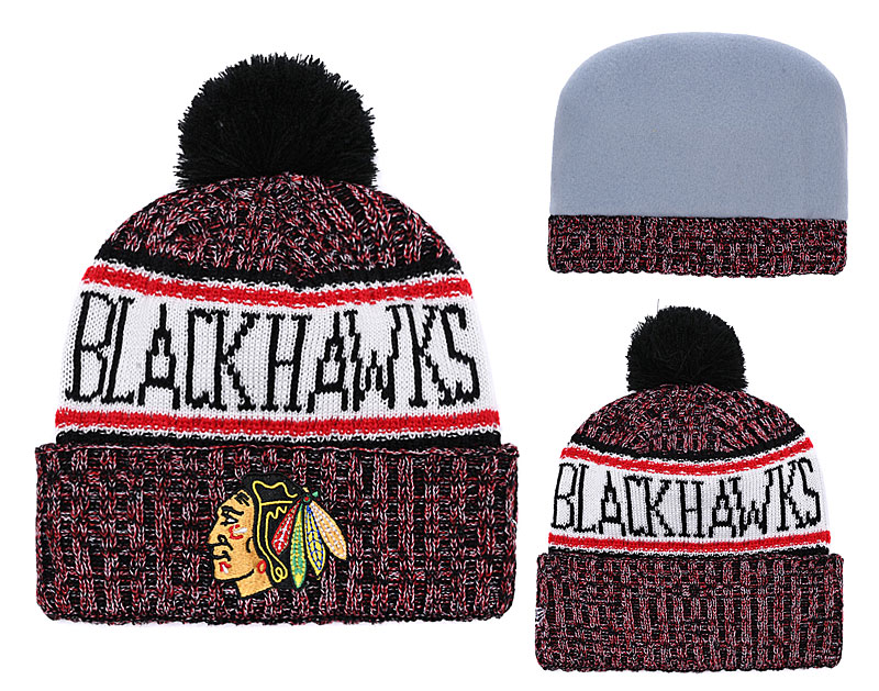 Blackhawks Fresh Logo Cuffed Knit Hat With Pom YD Blackhawks Fresh Logo Cuffed Knit Hat With Pom YD