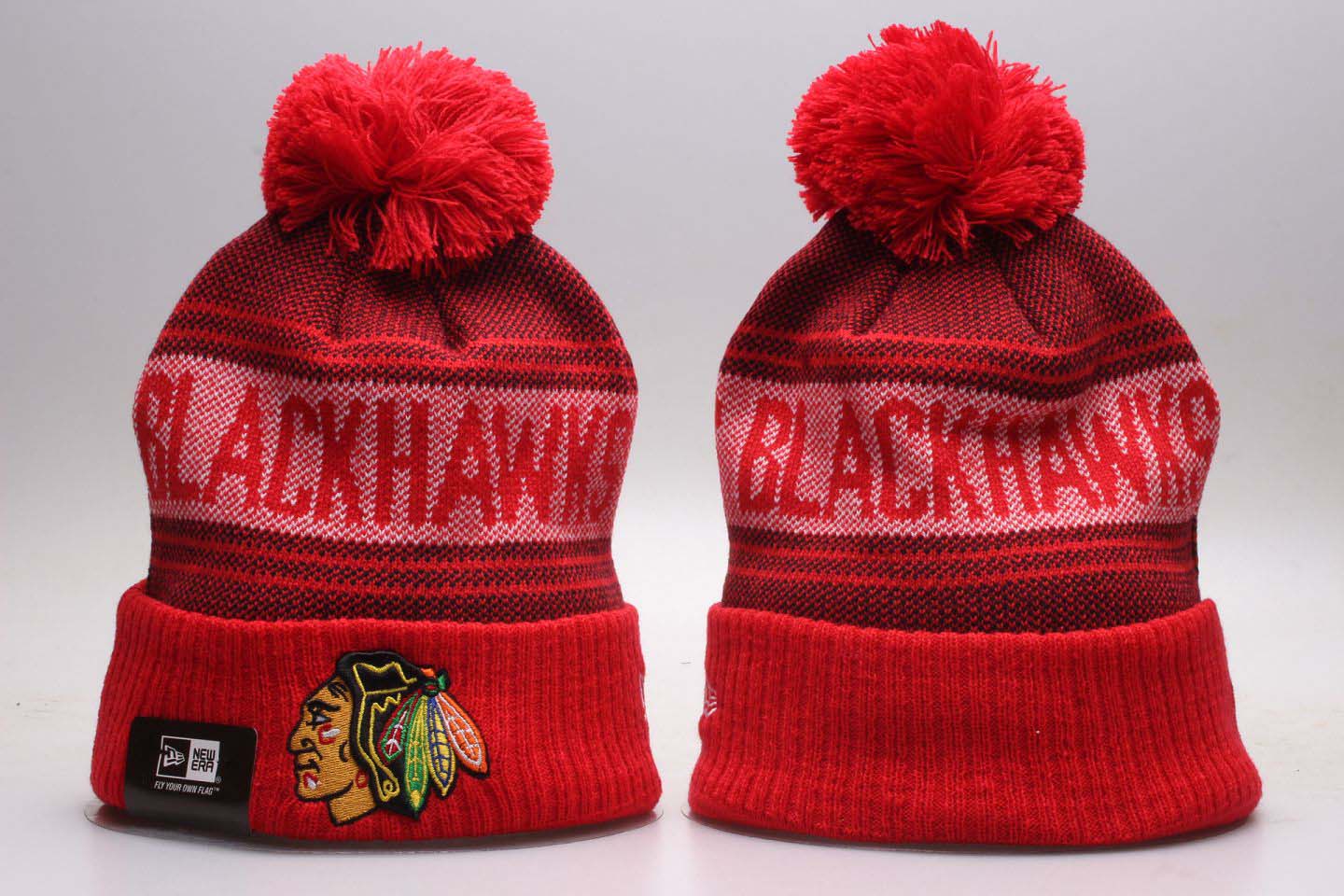 Blackhawks Team Logo All Red Knit Hat YP Blackhawks Team Logo All Red Knit Hat YP