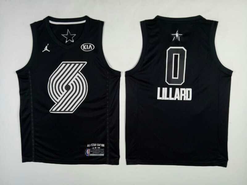 Blazers 0 Damian Lillard Black 2018 All-Star Game Jordan Brand Authentic Jersey