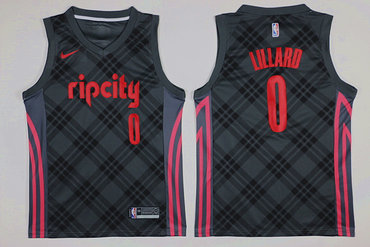 Blazers 0 Damian Lillard Gray City Edition Nike Swingman Jersey
