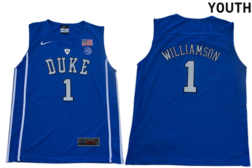 Blue Devils #1 Zion Williamson Blue Basketball Elite Stitched Youth College Jersey Blue Devils #1 Zion Williamson Blue Basketball Elite Stitched Youth College Jersey