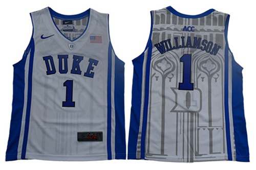 Blue Devils #1 Zion Williamson White Blue Basketball Elite Stitched Youth College Jersey Blue Devils #1 Zion Williamson White Blue Basketball Elite Stitched Youth College Jersey