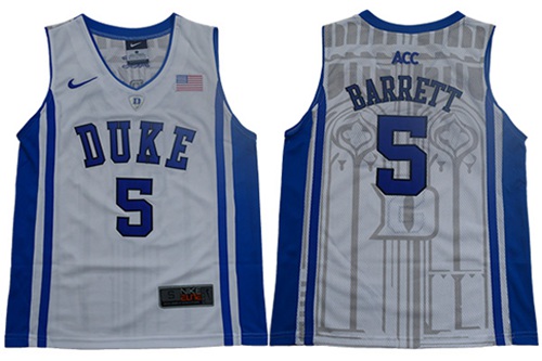 Blue Devils #5 R.J. Barrett White Blue Basketball Elite Stitched Youth College Jersey Blue Devils #5 R.J. Barrett White Blue Basketball Elite Stitched Youth College Jersey