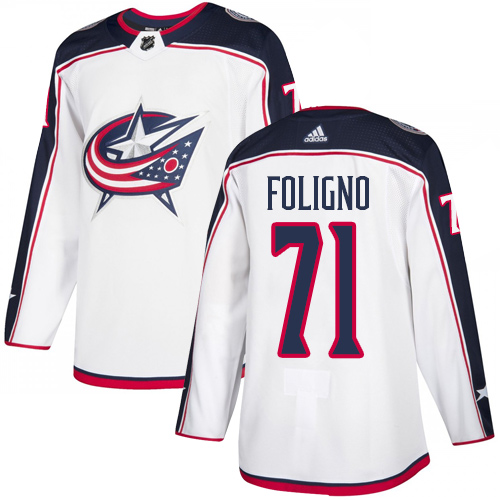 Blue Jackets #71 Nick Foligno White Road Authentic Stitched Hockey Jersey Blue Jackets #71 Nick Foligno White Road Authentic Stitched Hockey Jersey