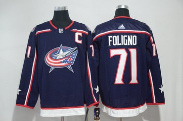 Blue Jackets 71 Nick Foligno Navy Adidas Jersey