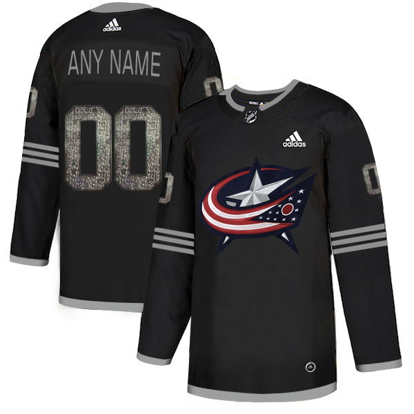 Blue Jackets Black Shadow Logo Print Men's Customized Adidas Jersey Blue Jackets Black Shadow Logo Print Men's Customized Adidas Jersey