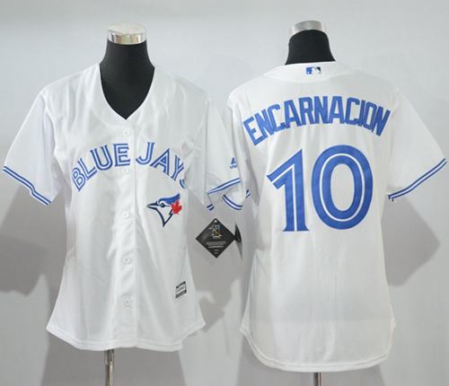 Blue Jays #10 Edwin Encarnacion White Women's Home Stitched MLB Jersey Blue Jays #10 Edwin Encarnacion White Women's Home Stitched MLB Jersey