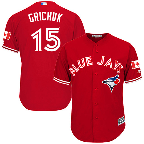 Blue Jays #15 Randal Grichuk Red Cool Base Canada Day Stitched Youth Baseball Jersey Blue Jays #15 Randal Grichuk Red Cool Base Canada Day Stitched Youth Baseball Jersey
