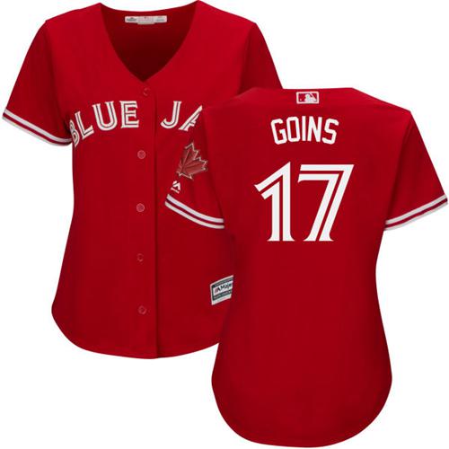 Blue Jays #17 Ryan Goins Red Canada Day Women's Stitched MLB Jersey Blue Jays #17 Ryan Goins Red Canada Day Women's Stitched MLB Jersey