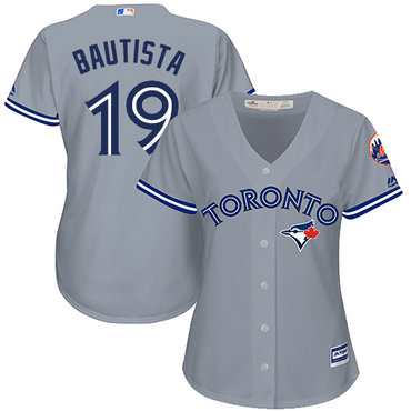 Blue Jays #19 Jose Bautista Grey Road Women's Stitched MLB Jersey Blue Jays #19 Jose Bautista Grey Road Women's Stitched MLB Jersey