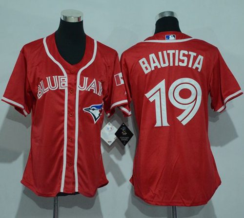 Blue Jays #19 Jose Bautista Red Canada Day Women's Stitched MLB Jersey Blue Jays #19 Jose Bautista Red Canada Day Women's Stitched MLB Jersey