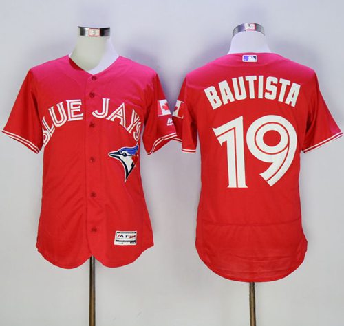 Blue Jays #19 Jose Bautista Red Flexbase Authentic Collection Canada Day Stitched MLB Jersey