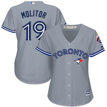 Blue Jays #19 Paul Molitor Grey Road Women's Stitched MLB Jersey Blue Jays #19 Paul Molitor Grey Road Women's Stitched MLB Jersey