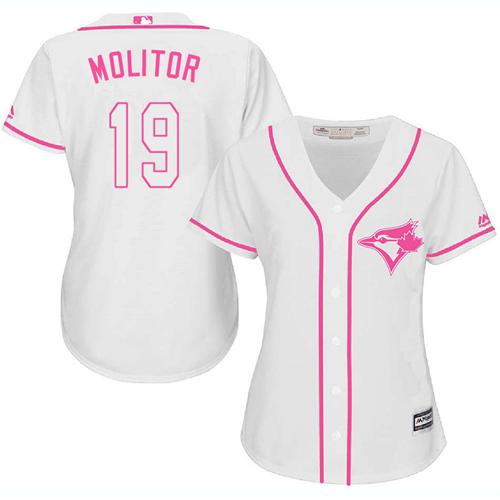 Blue Jays #19 Paul Molitor White Pink Fashion Women's Stitched MLB Jersey Blue Jays #19 Paul Molitor White Pink Fashion Women's Stitched MLB Jersey