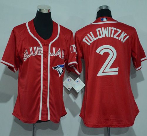 Blue Jays #2 Troy Tulowitzki Red Canada Day Women's Stitched MLB Jersey Blue Jays #2 Troy Tulowitzki Red Canada Day Women's Stitched MLB Jersey