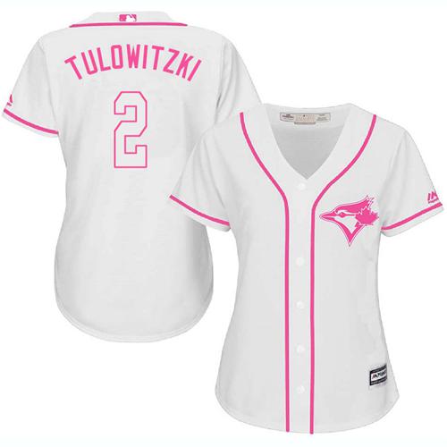 Blue Jays #2 Troy Tulowitzki White Pink Fashion Women's Stitched MLB Jersey Blue Jays #2 Troy Tulowitzki White Pink Fashion Women's Stitched MLB Jersey