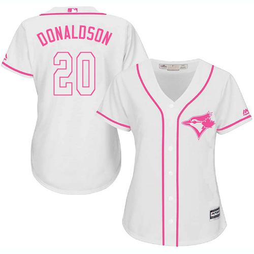 Blue Jays #20 Josh Donaldson White Pink Fashion Women's Stitched MLB Jersey Blue Jays #20 Josh Donaldson White Pink Fashion Women's Stitched MLB Jersey