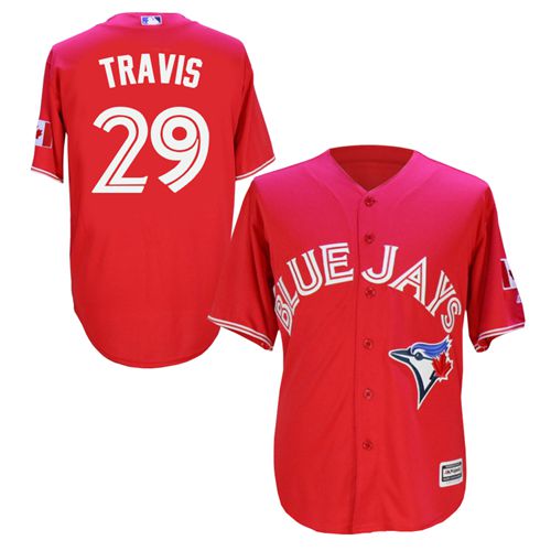 Blue Jays #29 Devon Travis Red New Cool Base Canada Day Stitched MLB Jersey