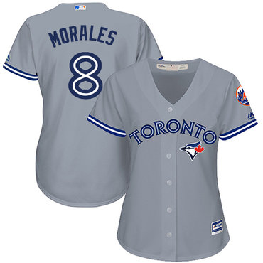 Blue Jays #8 Kendrys Morales Grey Road Women's Stitched MLB Jersey Blue Jays #8 Kendrys Morales Grey Road Women's Stitched MLB Jersey