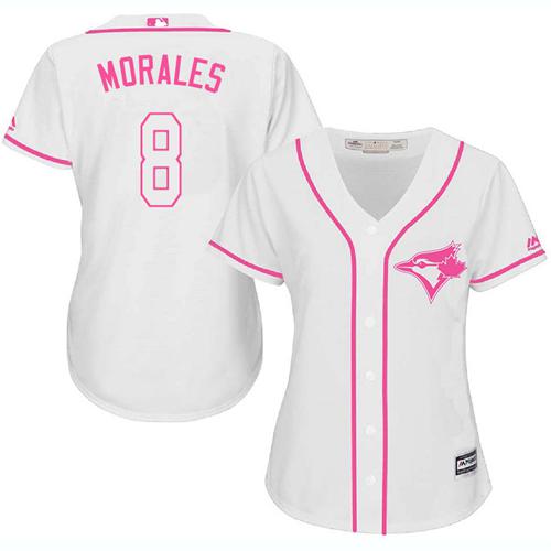 Blue Jays #8 Kendrys Morales White Pink Fashion Women's Stitched MLB Jersey Blue Jays #8 Kendrys Morales White Pink Fashion Women's Stitched MLB Jersey