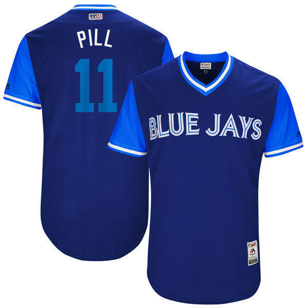 Blue Jays 11 Kevin Pillar Pill Majestic Royal 2017 Players Weekend Jersey