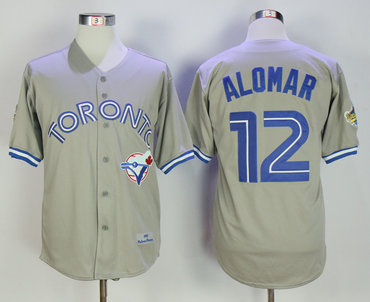 Blue Jays 12 Roberto Alomar Gray Throwback Jersey