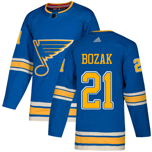 Blues #21 Tyler Bozak Blue Alternate Authentic Stitched Hockey Jersey